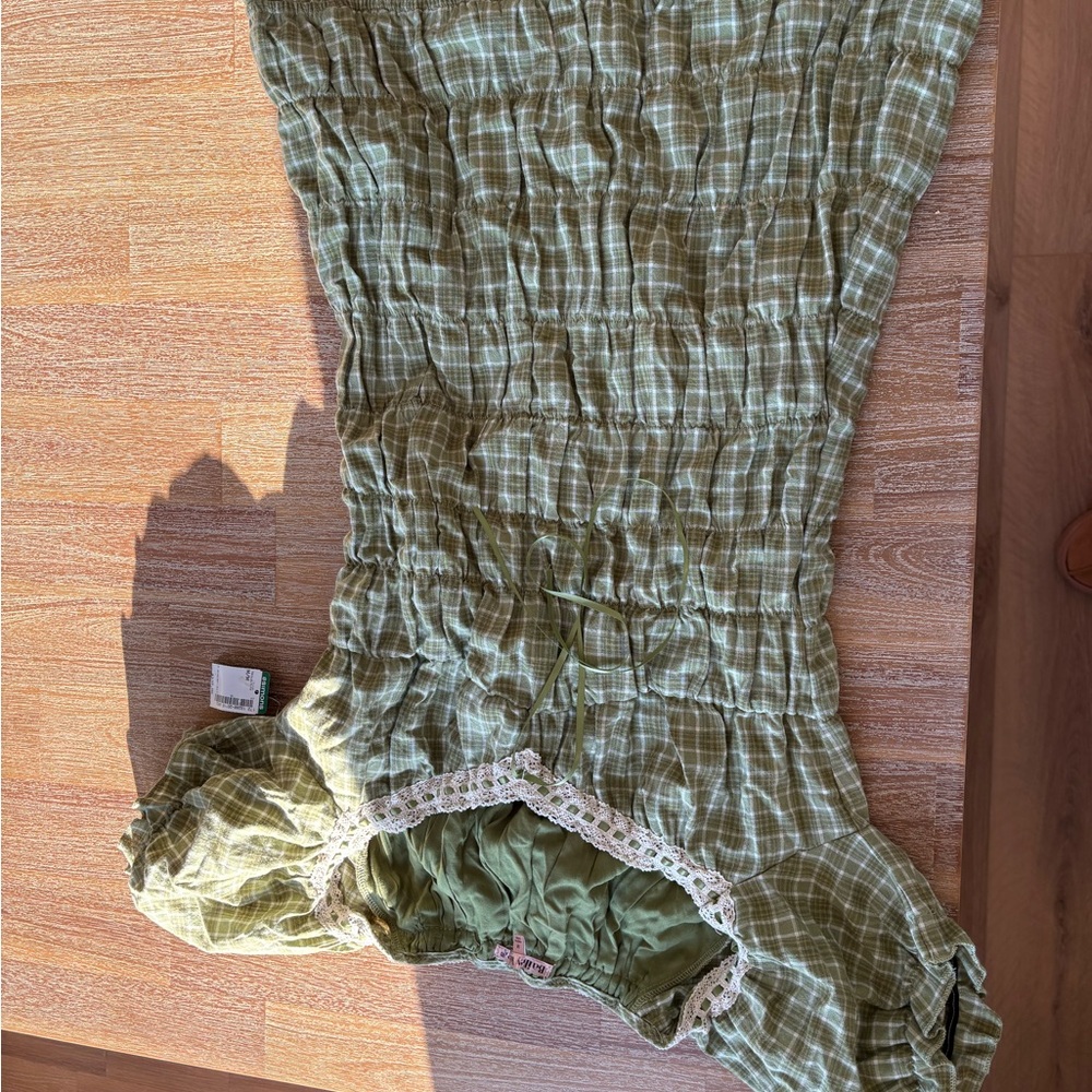 Green Plaid Mini Dress